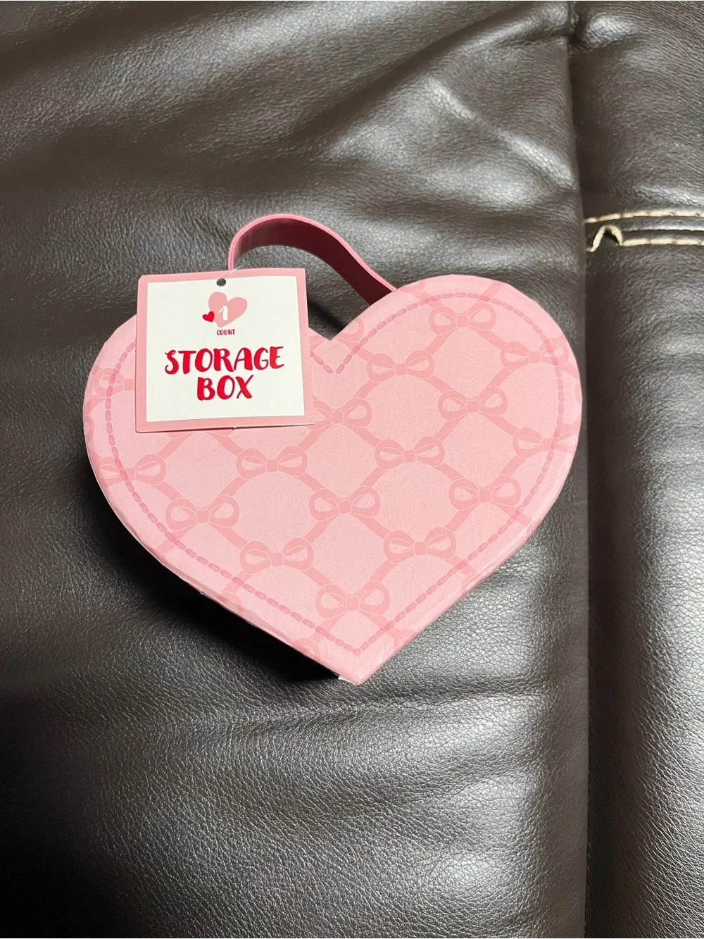 Heart-Shaped Pink Small Storage Box with Handle